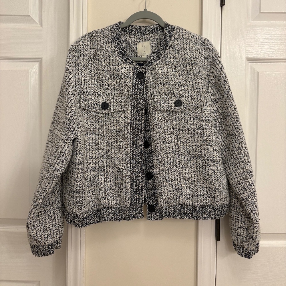 NWOT Blue and Cream Bomber Jacket